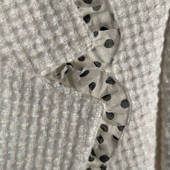 TAHARI White Tweed Blazer w/Polka Dot Trim - Picture 7 of 9